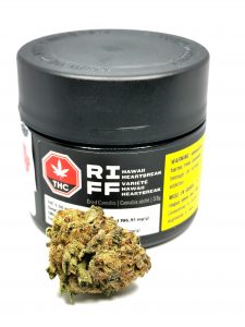 hawaii heartbreak strain review, headstash, picture of container and cannabis