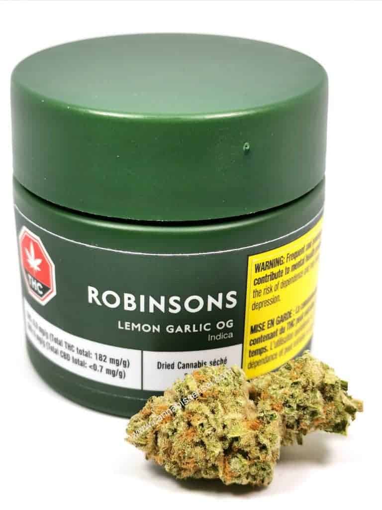 leamon garlic og strain review, picture of packging and cannabis