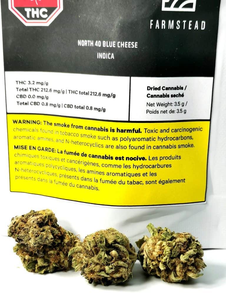 blue cheese north 40 cannabis picture of package and cannabis