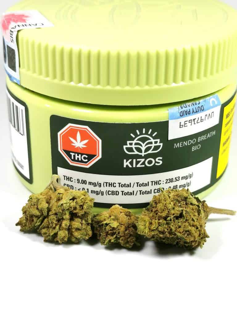 Mendo Breath (Kizos) picture of cannabis and packaging