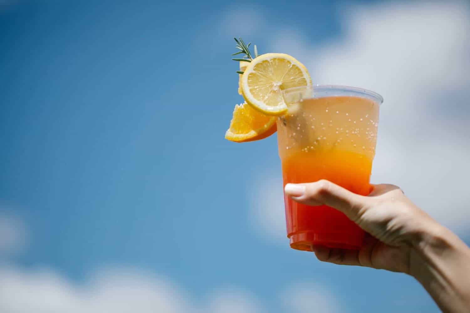 orange juice with lemon slices
