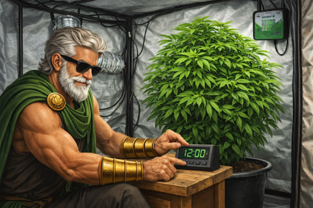 a Greek god watching timer